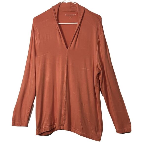 Soft Surroundings Womens Pullover Top Size 1X Salmon Long Sleeve Tunic V-Neck - Picture 1 of 7